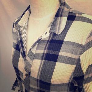Anthropologie 💯% cotton long plaid lined dress